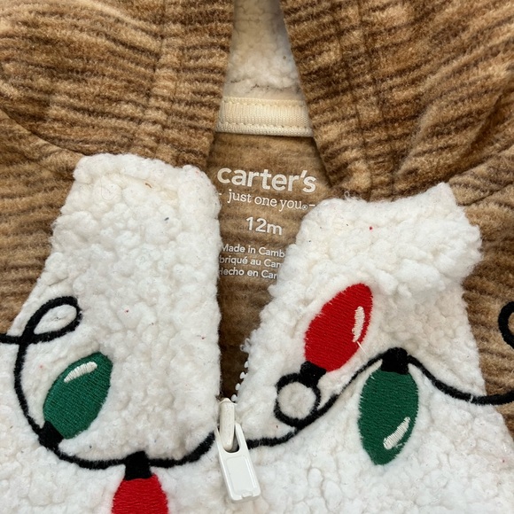 🦌 Carter’s Reindeer Zip Up Fleece Coverall - 12 Month 🦌 - Picture 4 of 4